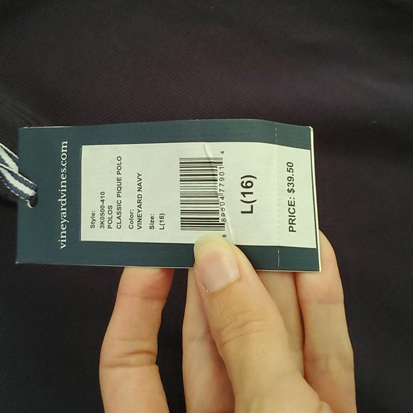 NWT Vineyard Vines Boys Navy Classic Pique Polo Shirt SzL (16) - Picture 3 of 7
